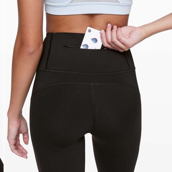 Lululemon speed light tights black side stripes with pockets 4 - Picture 3 of 13